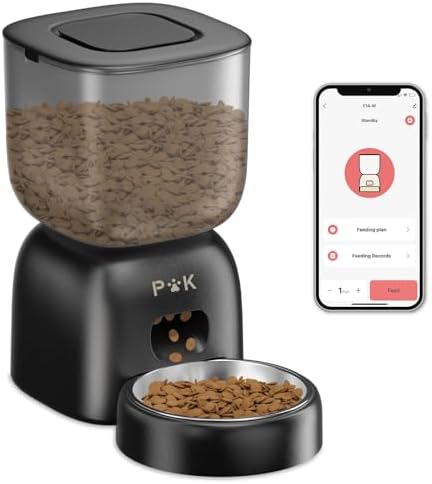 Distributeur Croquettes Chat Automatique, 2.4G WiFi Distributeur ...