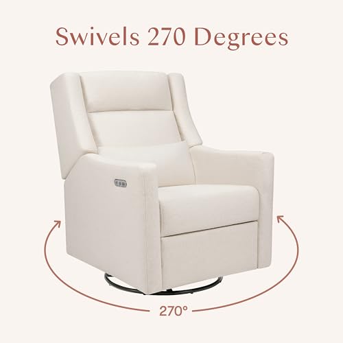 babyletto kiwi plus electric power glider recliner nursery chair wusb ports - water amp stain resistant glider rocking chair for nursery - greenguard gold certified 270 swivel rocker recliner - cream