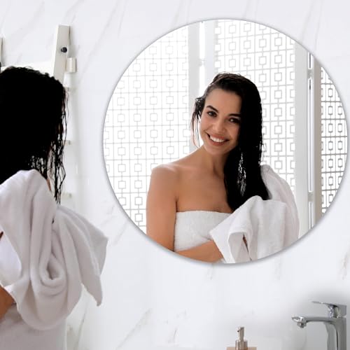 Image of Round Frameless Wall Mirror - Modern Decorative Mirror for Bathroom, Bedroom & Living Room. (24x24)