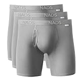 NADS Organic Cotton Boxer Briefs – Soft & Breathable Men's Underwear with Tagless, No-Roll Waistband – No Harsh Chemicals, Hormone-Safe & Non-Toxic Materials to Protect Your Package – Gray 3pk, Medium