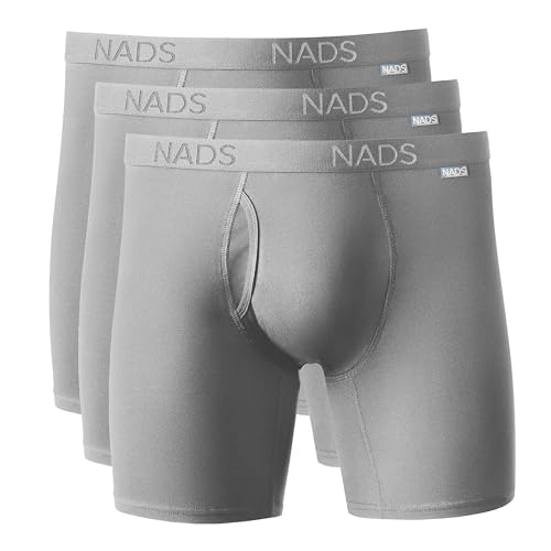 NADS Organic Cotton Boxer Briefs Soft & Breathable Mens Underwear with Tagless No-Roll Waistband No Harsh Chemicals Hormone-Safe & Non-Toxic Materials to Protect Your Package Gray 3pk Large