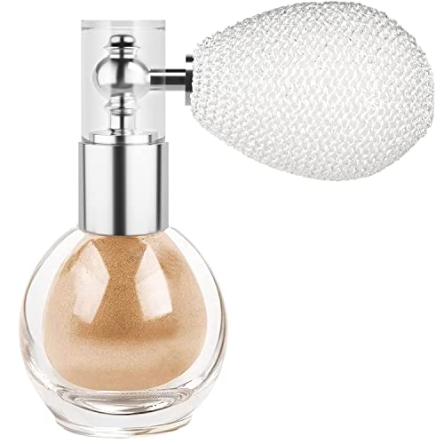Highlighter Powder Spray,Shimmer Body & Face Glitter Spray Hair Sparkle High Gloss Highlighter Powder Makeup,Glitter Spray For Hair And Body Cosmetic(02# Champagne) #TOP13