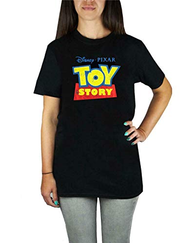 Disney Pixar Toy Story Distressed Logo Women's Boyfriend Fit Black T-Shirt
