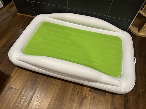 Final Clearance Inflatable Air Mattress with Raised Sides, Small Size,Portable Bed for Kids,Children Air Mattress, Kids Air Mattress,White and Green.
