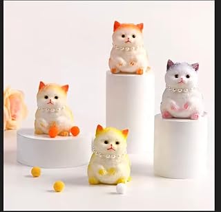 قطط مضادة للتوتر بتصميم قطة فارسي لطيفة مع قلادة لؤلؤ - ألعاب ضغط ناعمة وممتعة لتخفيف التوتر (1 قطع بألوان متنوعة)