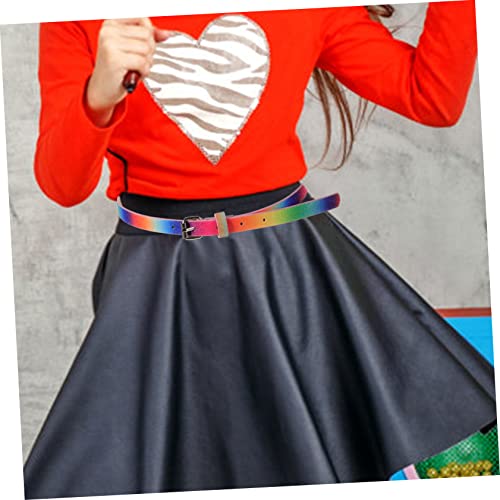 NOLITOY 4pcs Boy Girl Pu Leather Belt Heart Shaped Belts for Girls for and Daily Wear Includes Rainbow Glitter Glitter4
