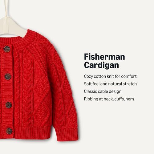Image of Amazon Essentials x Sofia Grainge Unisex Toddlers and Babies' Cable Knit Cotton Fisherman Cardigan Sweater