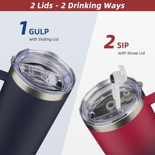 Image of BJPKPK 25oz Insulated Coffee Mug with Handle, Stainless Steel Travel Mug | Keeps Drinks Hot & Cold, Double Wall Vacuum, 2 Lids Included, BPA-Free Coffee Tumbler for Home, Office & Travel