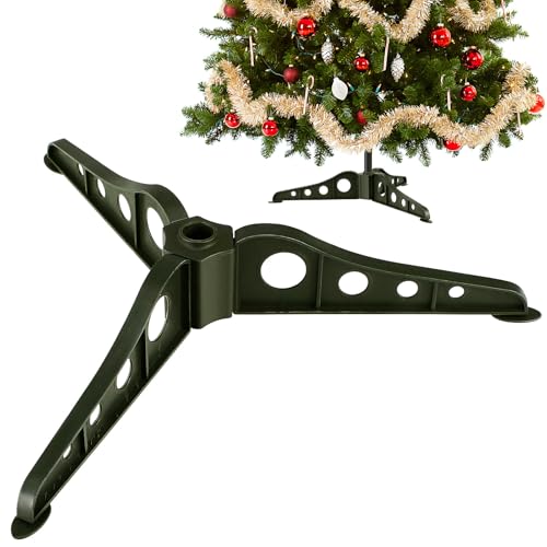VICASKY Christmas Tree Stand Folding Base Artificial Xmas Replacement for Accessory Rotating Box to Add Height Legs Fake for Flat Sturdy Black Ornament Holder Universal