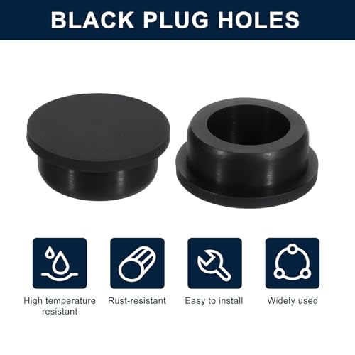 Image of uxcell 4 Pcs Black Plug Holes, Waterproof Rubber Button Plug for 35mm / 1.38 inch Hole