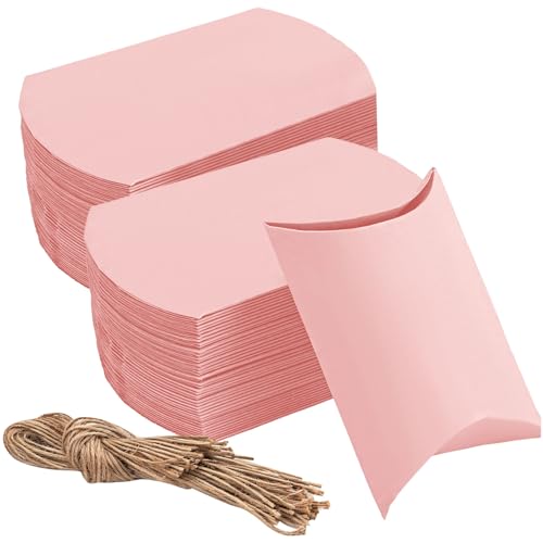 Boîtes à dragées roses en vrac x150 avec ficelle kraft pour un baptême