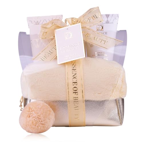 Accentra Set de ducha SALSA ESSENCE OF BEAUTY para mujeres en neceser dorado, loción corporal, gel, espuma de baño, aroma Naranja y Flor de Limón, regalo de lujo para damas