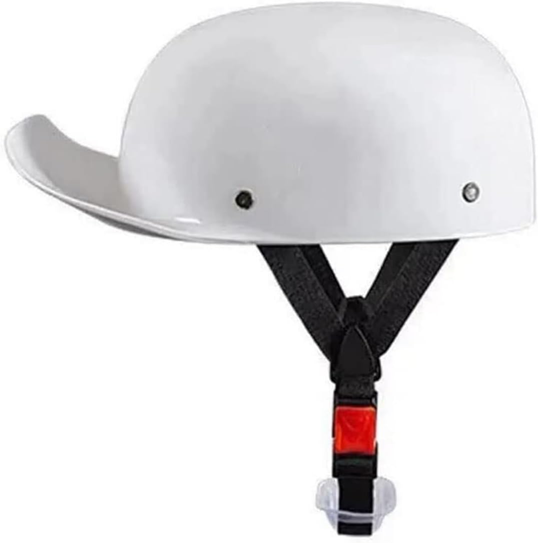 DOT Approved Lightweight Baseball Cap Style Motorcycl Half Helmet for Adults Men Women, Low Profile Cool Open Face Scooter Skull Cap Helmet for Street Moped Motorbike(White,Large)