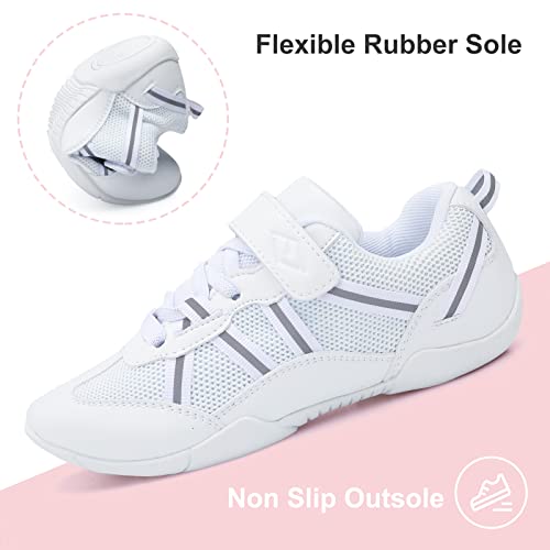 Lefflow Cheer Dance Sneakers For Youth Girl White Cheerleading Shoes Sports Practice Competition Shoes Size 4.5 Big Kid #TOP3