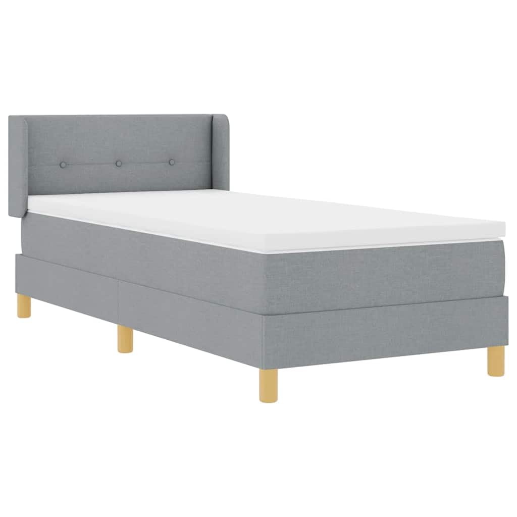 Lit Boxspring 100x200 cm avec Matelas et Surmatelas Gris