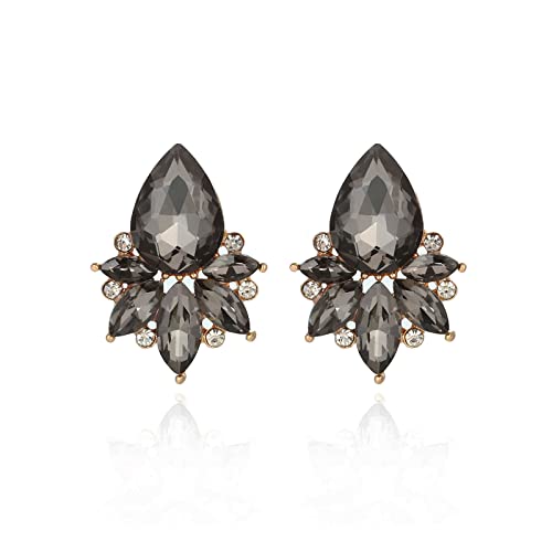 FENBORY Vintage Style Black Grey Rhinestone Earrings, Crystal Cluster Drop Earrings, Eco-friendly...