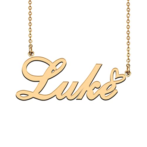 HUAN XUN Customized Nameplate Gold Necklace for Women Luke Necklaces