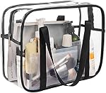 ONEGenug Transparent Tote Bag Thick PVC Clear Toiletry Bag Cosmetic Travel Case Waterproof Makeup Artist Large Bag Diaper Shoulder Bag Beach Bag