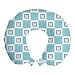 ABAKUHAUS Geometrico Cuscino da Viaggio, Retro nidificati Piazze d'arte, Accessorio in Schiuma di Memoria per Viaggio, 30 cm x 30 cm, Seafoam Cielo azzurro scuro