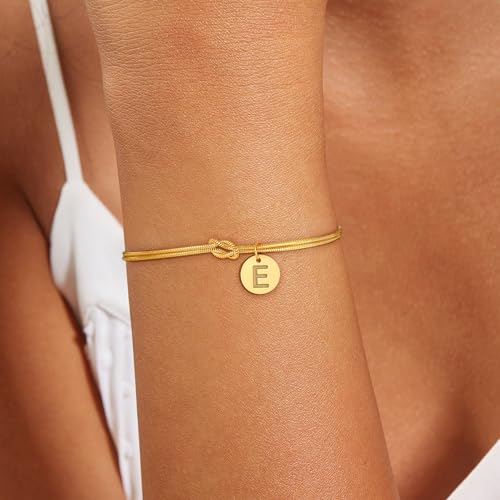 Fezodo Christmas Gifts for Teens Girls Kids - Gold Initial Bracelets for Women Girl Knot Initial A Bracelet for 5 6 7 8 9 10 Year Old Girl Gift Dainty Gold Bracelet for Women Bridesmaids Friends