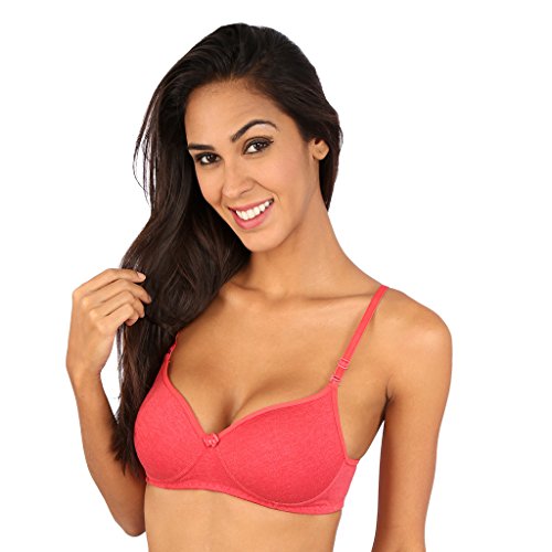 Image of Bralux Women's Cotton Non-Wired Bra Stacy Melange Red 32
