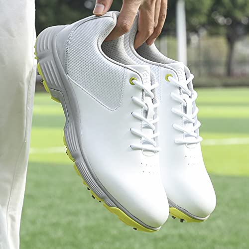 Image of THESTRON Men Golf Shoes Mesh Breathable Breathable Golf Walking Sport Sneakers 7 Spikes Golf Trainers