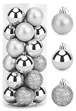 24 Pcs Christmas Balls Ornaments 1.57" Shatterproof Silver Christmas Tree Balls Xmas Decorations for