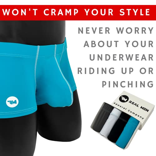 Real Men 3in Nylon Boxer Briefs D Pouch Lrg 4pk Blk/Cyn/Gry/Wht Sexy Mens Underwear Mens Bulge Enhancing Underwear Bulge Ball Pouch Underwear For Mens Sexy Boxer Briefs Mens Trunks Underwear - Image 5