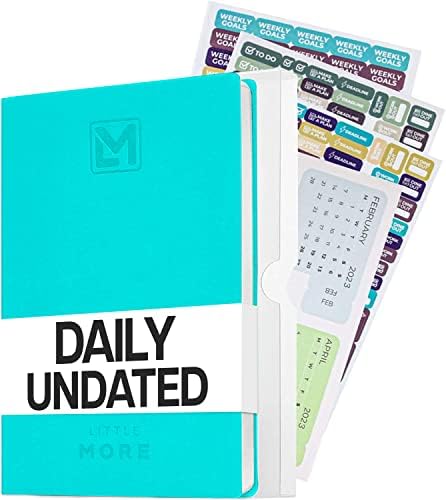Little More Undated Daily Planner - Helps You Schedule, Keep Track, & Stay Organized - Includes Calendar Stickers - Hourly Undated Planner, Notebook & Agenda - A5 (5.5x8.5") - Grey