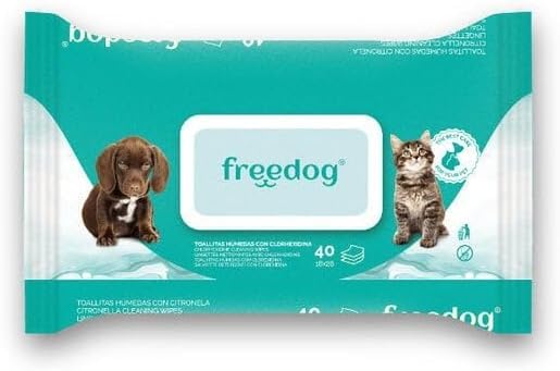 CT-TRONICS Freedog Toallitas Húmedas para Perros y Gatos Pack 5X 40unidades (Clorhexidin)