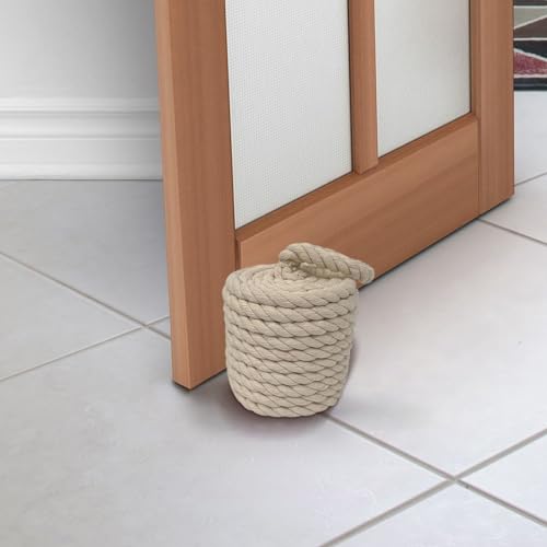 Butée de porte lestée en osier naturel chic avec poignée de transport - 4