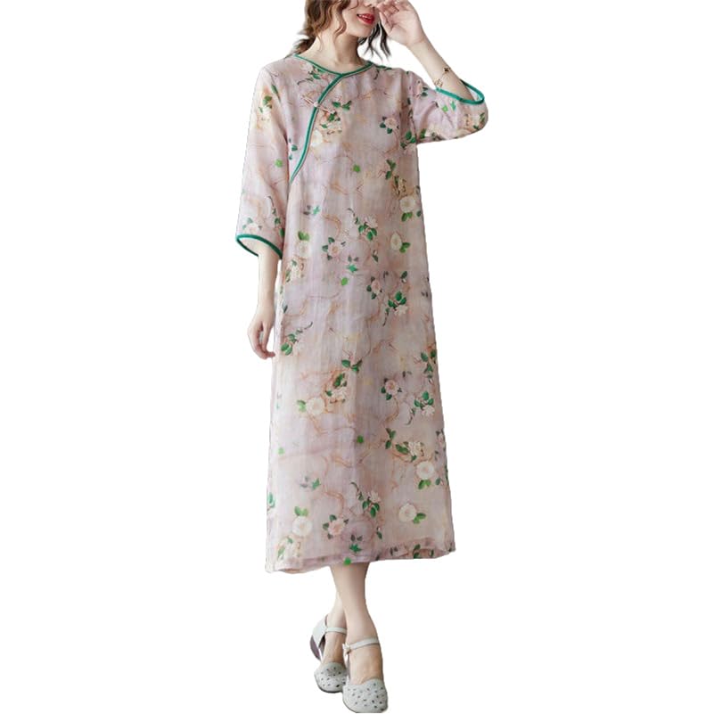 Robe Cheongsam en coton et lin JYHBHMZG pour un style artistique au quotidien