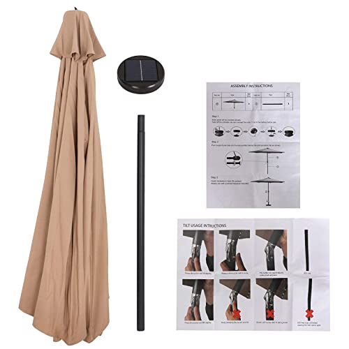 Super Deal 10Ft Patio Umbrella With 32 Solar Led Lights, Outdoor Large Table Umbrella With Tilt Adjustment And Crank For Market Garden Backyard Beach Poolside #TOP5