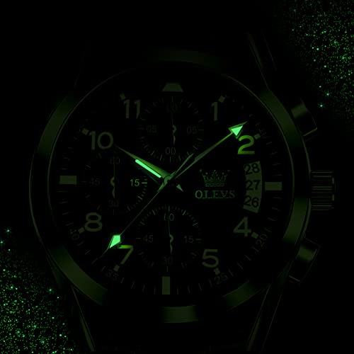 Image of OLEVS Mens Watches Stylish Chronograph Waterproof Luminous Silicon Strap Multifunction Watches for Men Business Men Wrist Watch