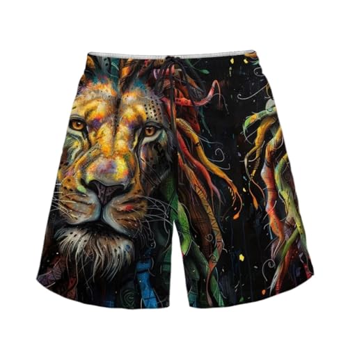 Jamaican Lion Flag Men's Summer Surf Swim Trunks Beach Shorts Pants Quick Dry Jamaica Shorts Rasta Flag Pattern3