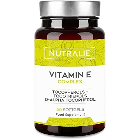 Vitamin E Maximaler Natürlicher Aufnahme | Antioxidativer Zellschutz mit 8 Molekülen von Tocopherolen und Tocotrienolen | 60 Kapseln Flussig Nutralie Cover