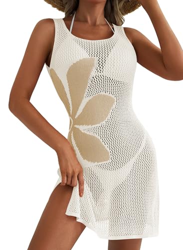 Image of Cakulo Women's Crochet Beach Cover Up Boho Floral Dress
