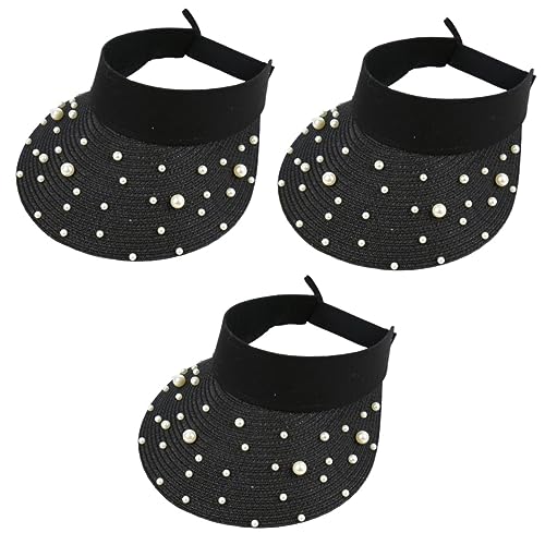 Chapeau de paille pliable été pour femmes lot de 2 visières de plage anti-UV
