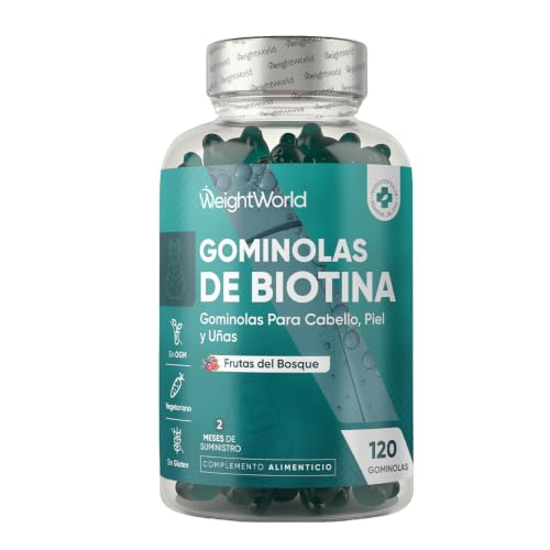 Gominolas de Biotina 5000 mcg - 120 Unidades - 13 Multivitaminas y Minerales en Gomitas con Vitamina C, E, Grupo B, D, A, Selenio, Yodo, Colina, Inositol - Suministro para 2 Meses - Vegetarianas