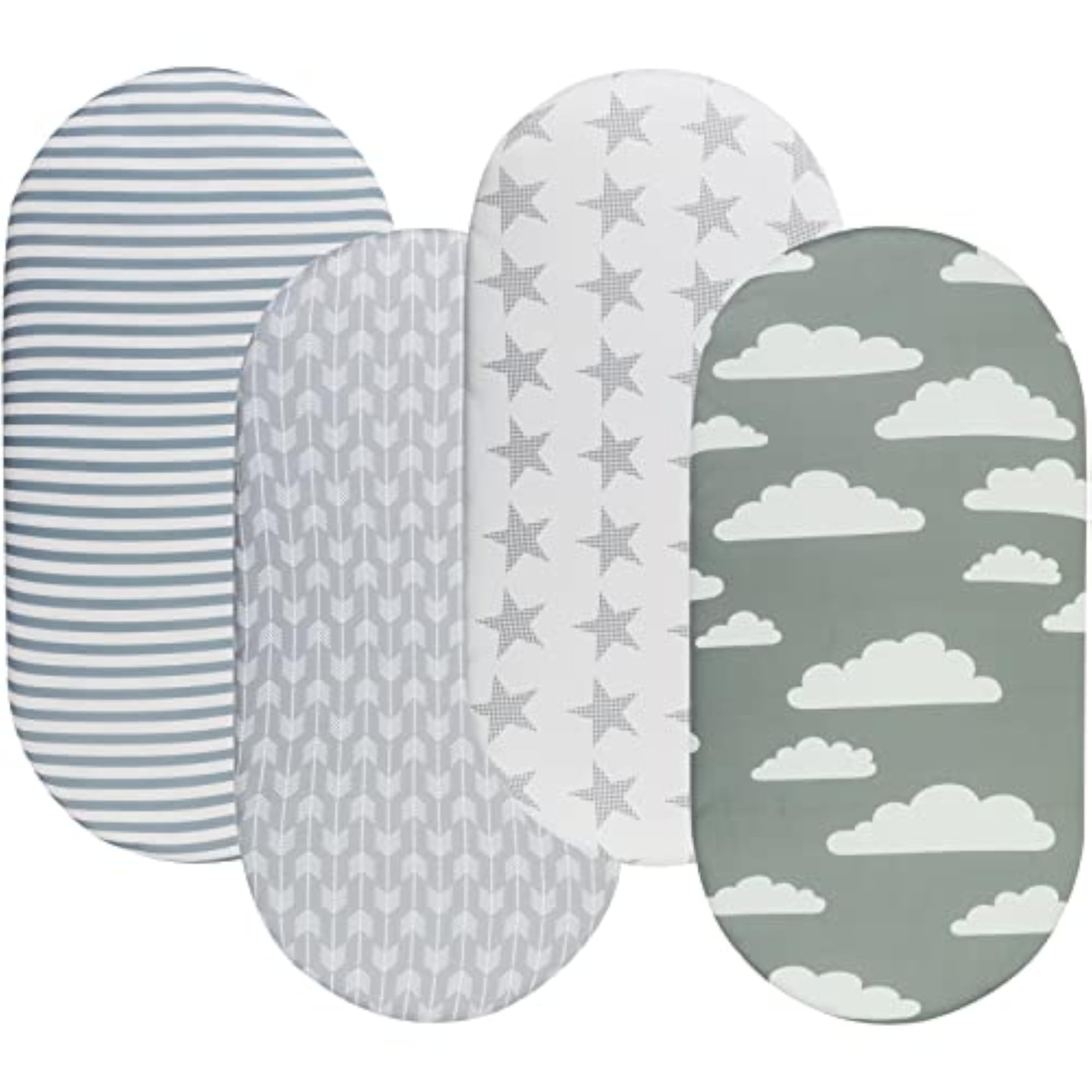 Bassinet Fitted Sheets 4 Pack, Unisex Baby Essentials