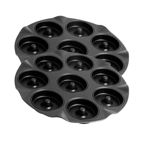 Zenker 9347050 Lot de 2 Moules à beignets 8 empreintes, moules pour 16 beignets, moule à gâteaux individuels, moule à gâteaux, Acier inoxydable, Noir, 33 cm