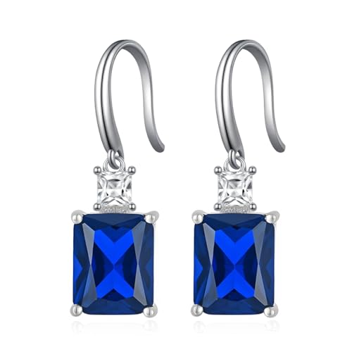 Sterling Silver Birthstone Earring For Woman -Dangle Earrings Jewelry Birthday Gifts for Women,Girlfriend,Wife,Mom - Graduation, Friendship,Birthday, Anniversary (09 - Sapphire)