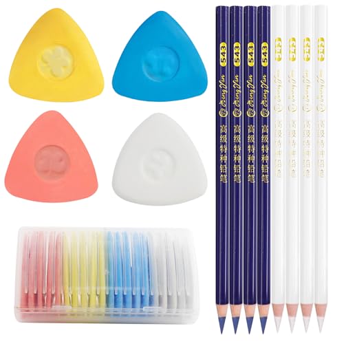 Craie Couture, 20 Pcs Crayon Couture Triangle + 8 Pcs Crayon À Coudre, Craie Couture Colorées, Craie Couture Tissu, Crayon Couture Tissu Effacable pour Divers Tissus et Cuirs Tailleurs Marquage Couper