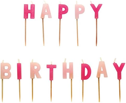Pink Happy Birthday Cake Candles