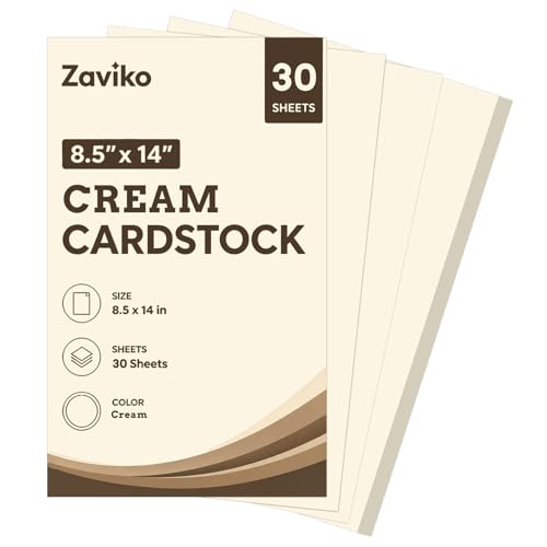 30 Sheets Cream Cardstock Paper 8.5 x 14 Ivory Cardstock Printer Paper 8.5 x 14 Off White Card Stock 8.5x14 200 GSM Legal Size Cardstock for DIY Crafts Greeting Cards Wedding Invitations Menus