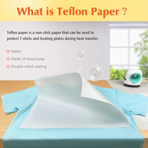 Image of TransOurDream PTFE Teflon Paper for Heat Press (30 Sheets, 16.5x11.7 inch) Reusable Non-Stick Paper for Iron-on Transfer, Sublimation, HTV Vinyl, DTF and Craft Projects