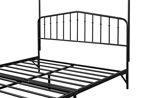 Tensun Detachable Queen Anti-Noise Platform Metal Canopy Bed With Headboard,Black #TOP7