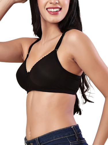 Image of Women's Seamless Padded Non Wired Cotton Stretch Everyday Bra| Detachable Straps | Transparent Straps Included