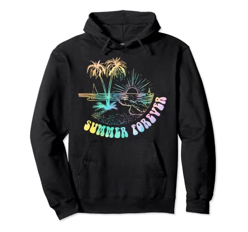 Tinte anudado Summer Forever en tonos pastel para vacaciones, playa, océano Sudadera con Capucha