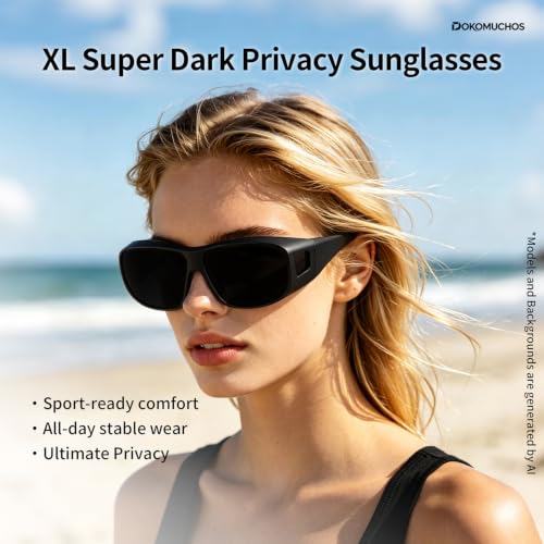 Image of CAT 4.5 Cataract Super Dark Sunglasses Fit Over Wraparound Sunglass UV Protection Shades Migraine Sensitive Eyes